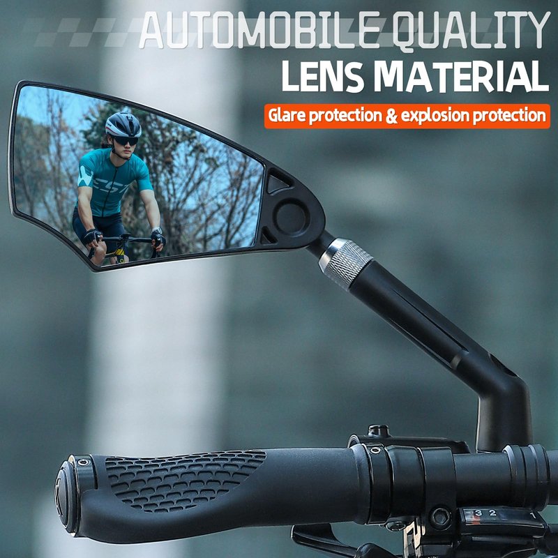 WEST BIKING Anti-Glare Handlebar Bike Mirror - Bike Rear View Mirror With Retractable & 360 ° Adjustable Lens, Foldable Bicycle Mirror For 20-23mm Handlebar（left）