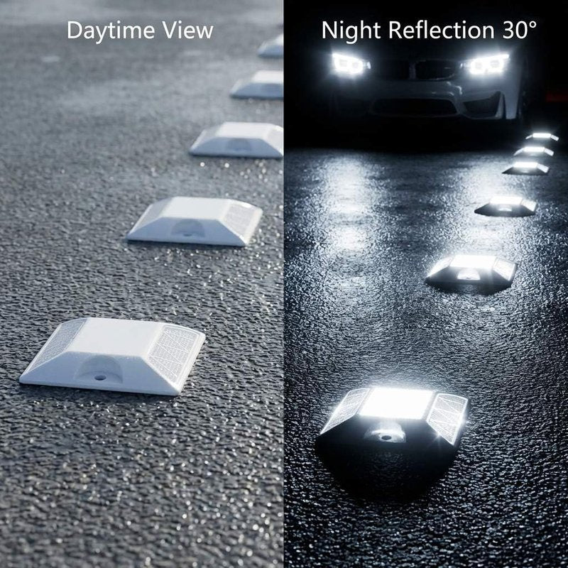 QWORK Road Reflectors, Pack of 10-4x4 Inch High-Reflectivity Driveway Reflectors Stud Markers for Pavement, Sidewalks, Freeways, Driveways