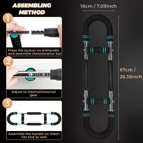 ElleFima Twister Arm Trainer for Men & Women, 66-110lb Adjustable Chest Workout Equipment for Arms, Chest Muscle Trainer , Detachable Muscle Trainer for Home Gym with Resistance Band