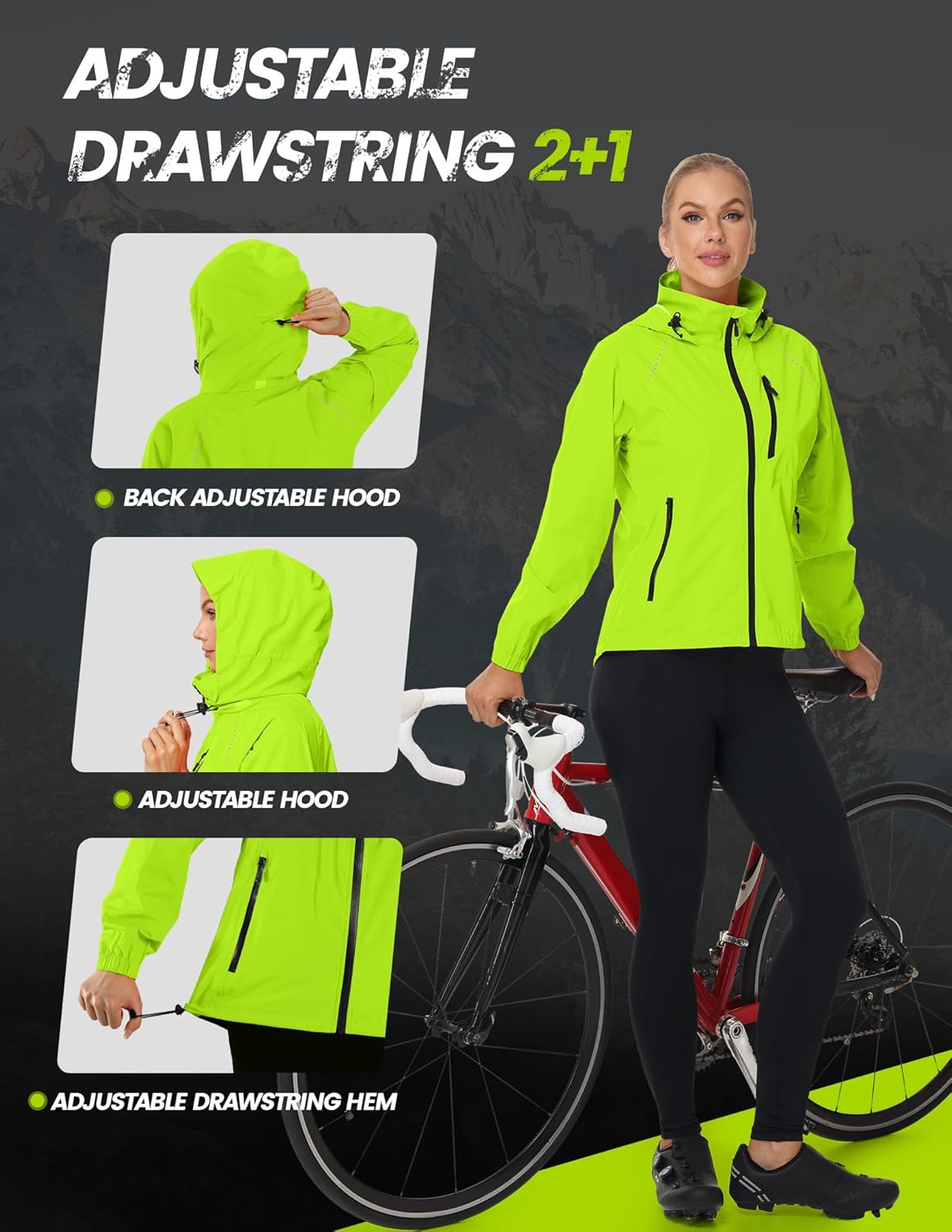 Nepest Women's Cycling Rain Jacket - Lightweight Waterproof Windbreaker with UPF 50+ Protection | Packable & Reflective