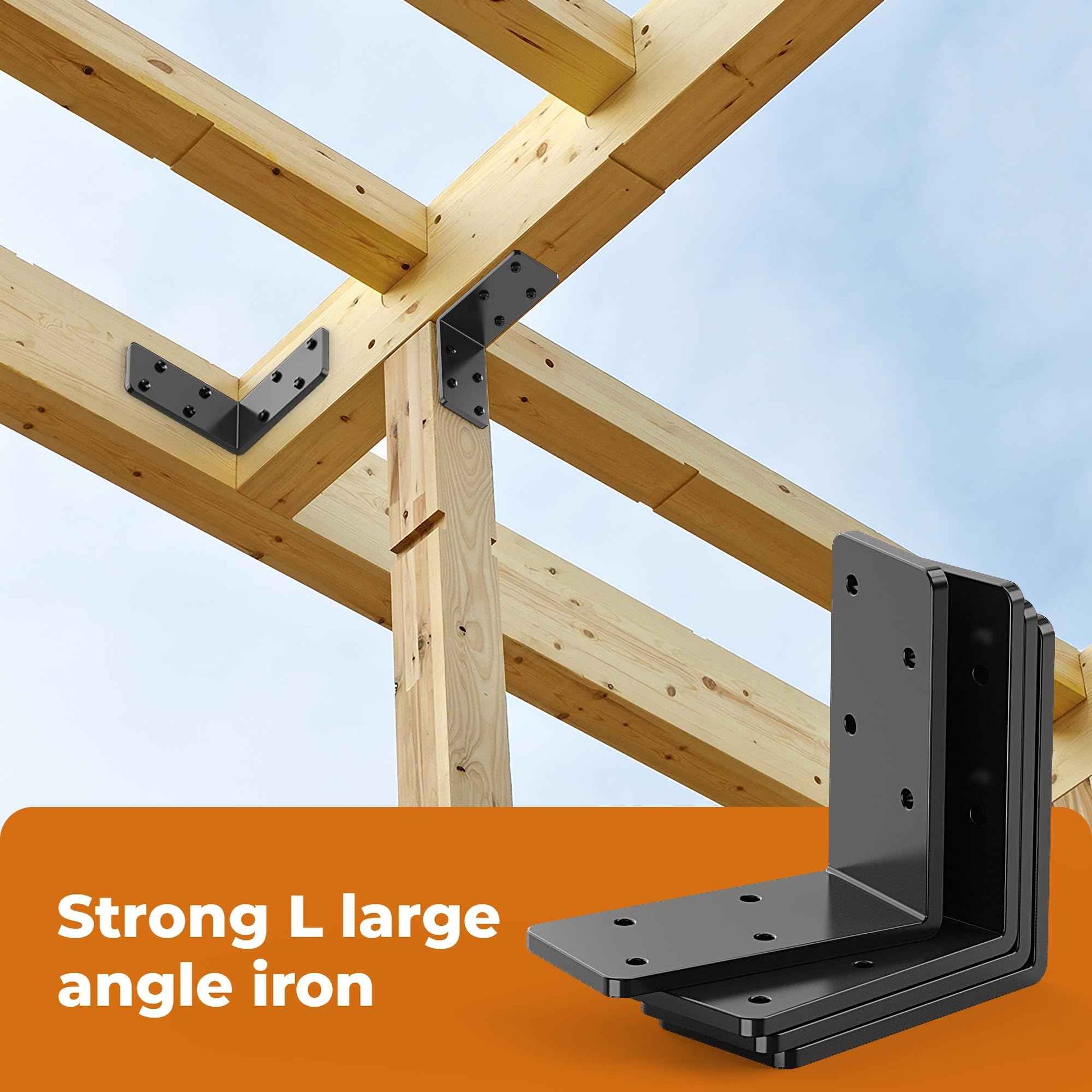 Wuno Shop 8 Pcs 3"x3" L Brackets Heavy Duty, Galvanized Corner Brace for Wood, Angle Iron with Recessed Holes, 90 Degree Angle Bracket for Floating Shelves, Wood Beams, Furniture, Bed -Black