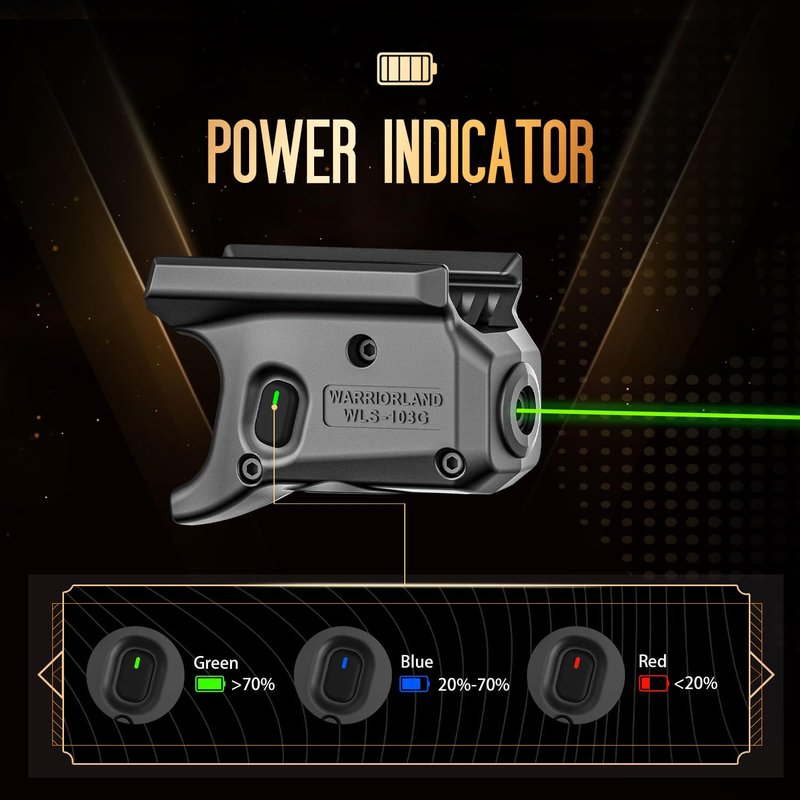 WARRIORLAND WLS-103G Green Beam Sight Designed to fit P365/ P365X/ P365XL, Green Sight with Power Indicator, Windage and Elevation Adjustment, P365 Green Beam WLS-103G