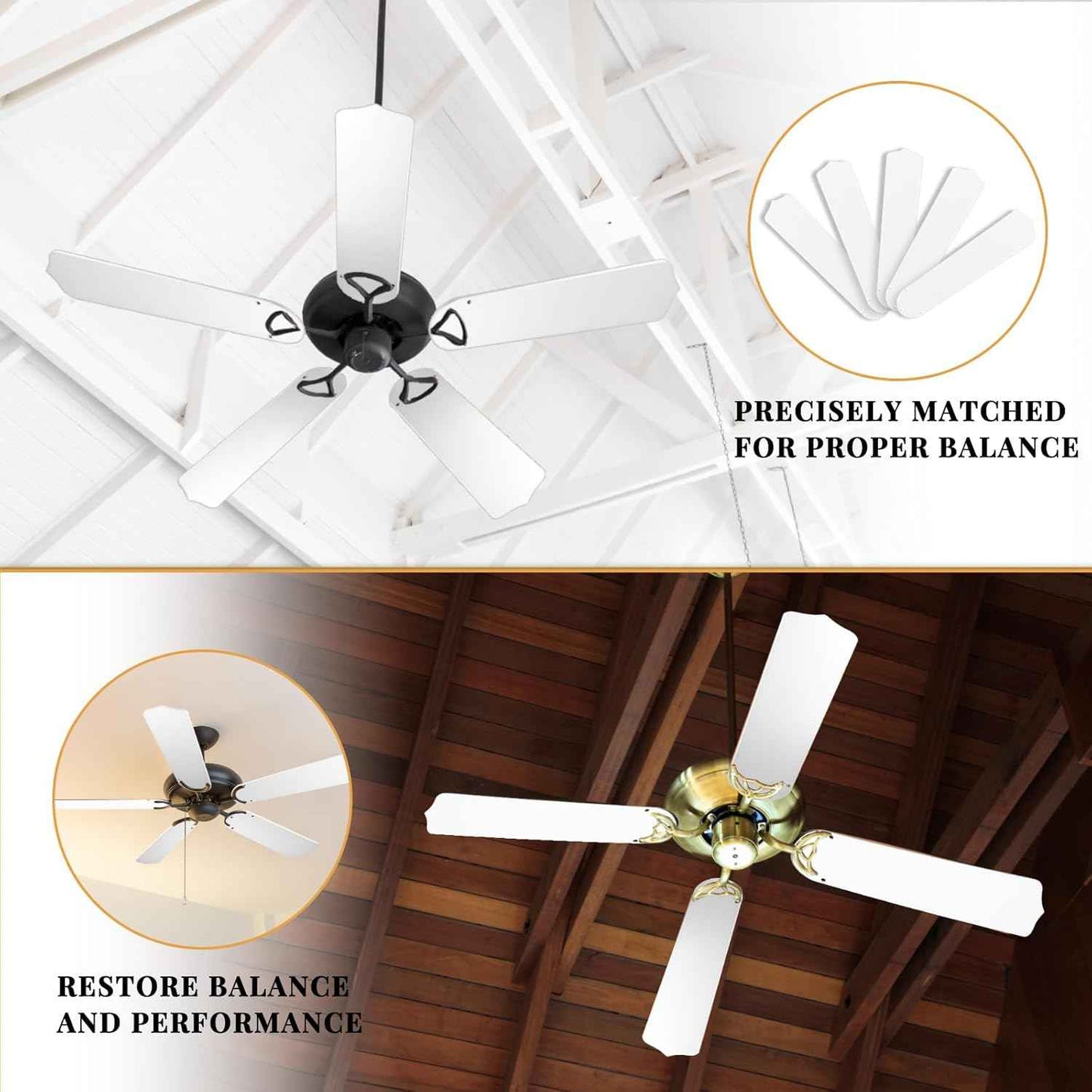 42-Inch Waterproof Replacement Fan Blades - 5 Pcs for Indoor/Outdoor Ceiling Fans
