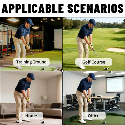 LGRAHED Golf Swing Trainer with Golf Swing Training Aid, Golf Grip Trainer Enhance Grip Strength Precision, Correct Hand Posture, Wrist Trainer Kit with Arm Band for All Golfers