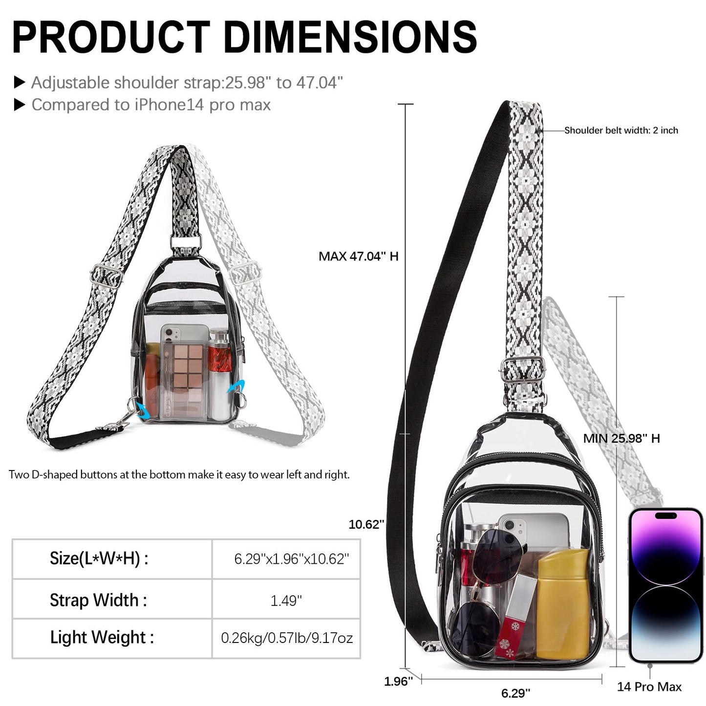 CLUCI Clear Bag for Stadium Events, Clear Crossbody Bag, Small Transparent Purses