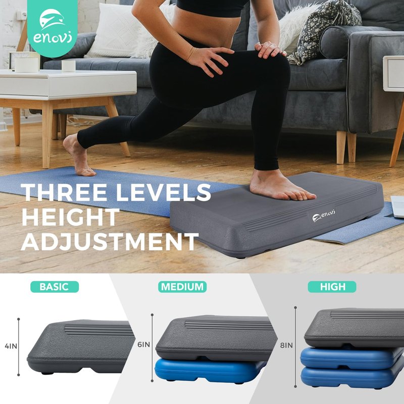 Enovi Exercise Step Aerobic Step Platform, Exercise Step Platform, Step Up Exercise Platform (Gray)