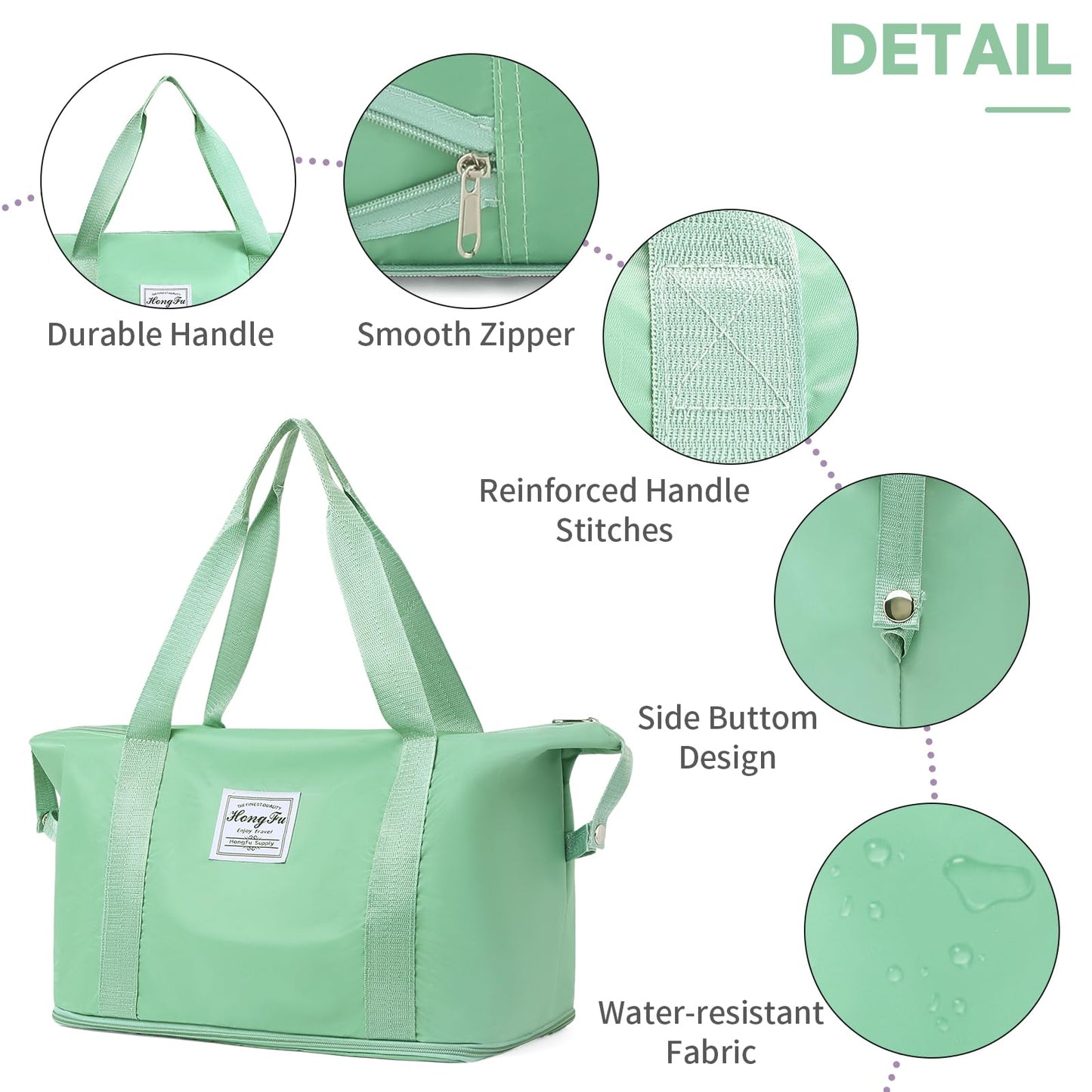 AMXNX Travel Duffel Bag Weekender Bags for Women Foldie Travel Bag Expandable Overnight Bag Water-resistant for Sports Gym
