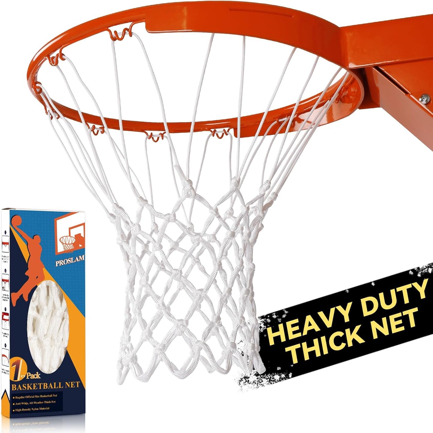 Premium Quality Basketball Net Replacement - Heavy Duty, All-Weather, Fits Standard 12 Loops Rims