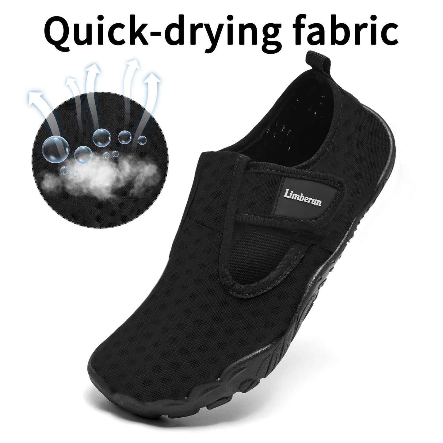 Limberun Kids Beach Pool Shoes - Breathable Sea Water Aqua Non-Slip Outdoor Indoor Boat Quick Dry Swimming Lightweight Shoes Black