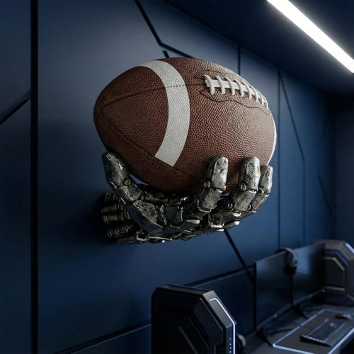 Cyberpunk Mechanical Hand Basketball Holder - Wall Mount Display Stand for Man Cave Decor
