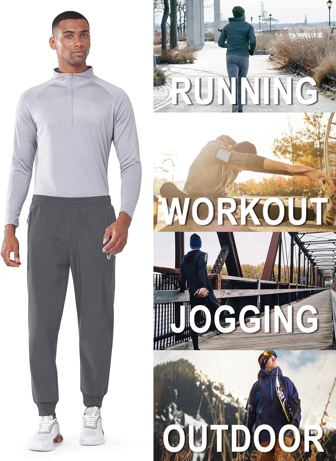 NORTHYARD Men's Fleece Lined Winter Sweatpants - Warm, Windproof Joggers for Athletic Workouts