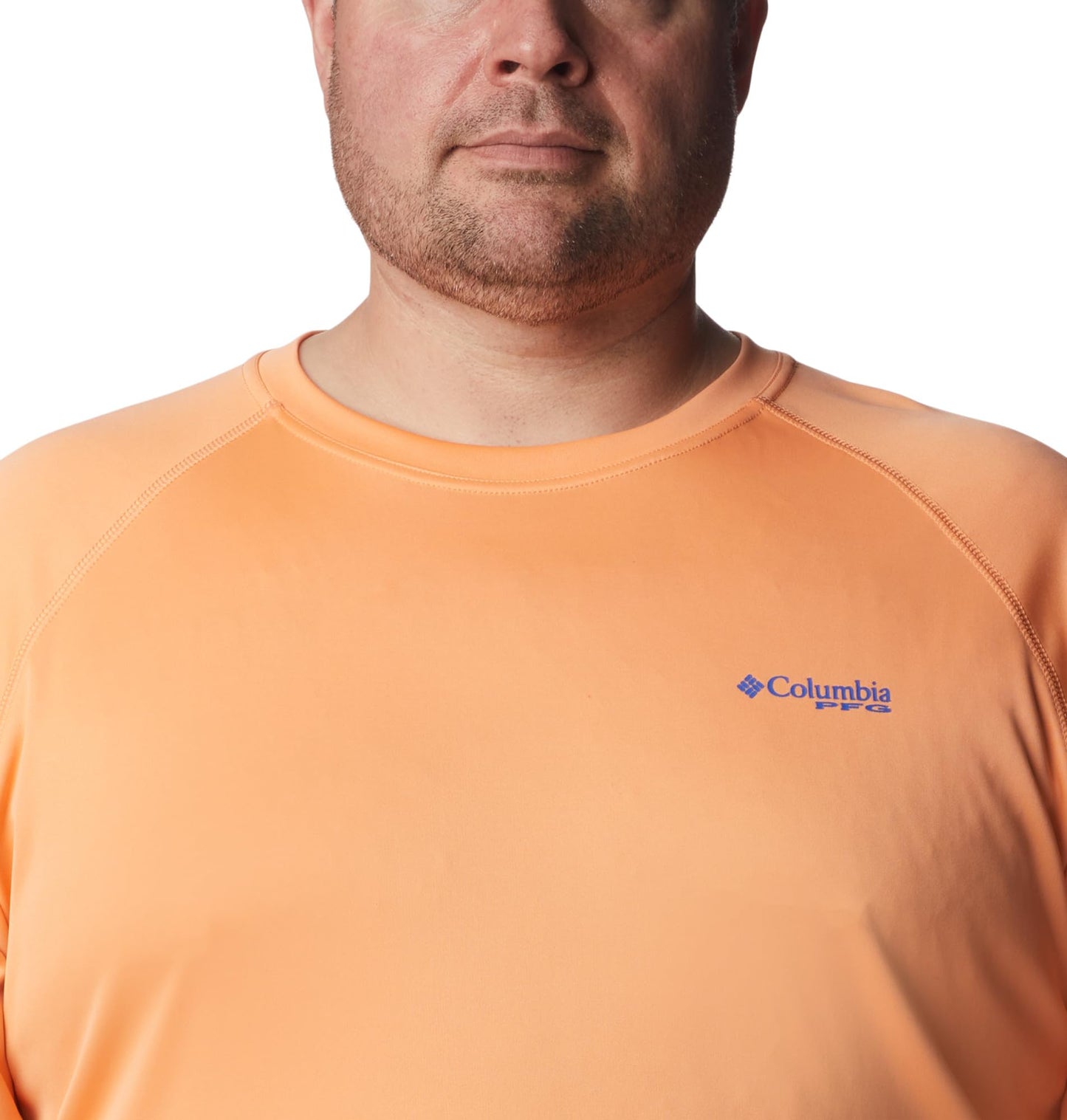 Columbia Men's PFG Terminal Tackle Long Sleeve Fishing Shirt, Bright Nectar/Vivid Blue Logo, 5X Tall