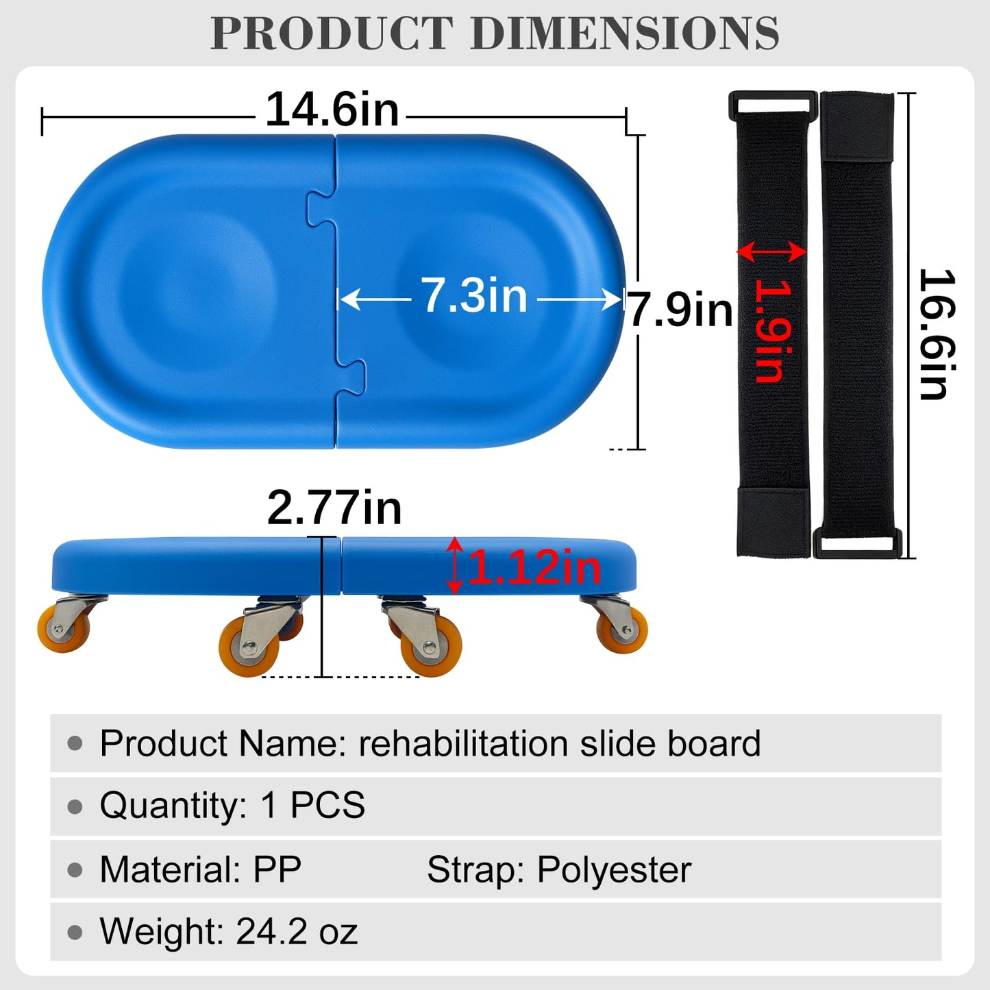 Arm Exercise Skateboard Detachable Rehab Skateboard, 360° Rotating Ab & Shoulder Wheel Detachable Design for Home Hand, Elbow, Rotator Cuff and Core Strength Training,Improve Flexibility Stretching