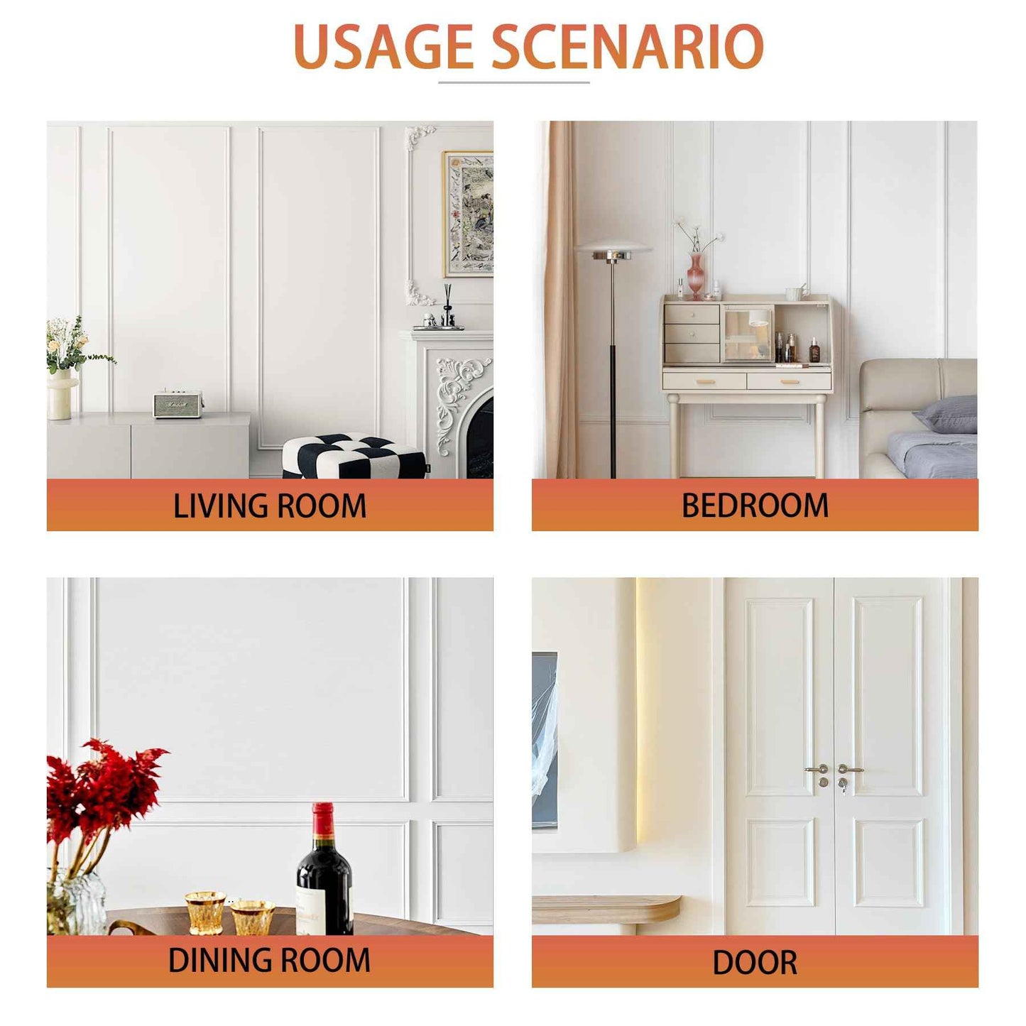 QDYMXUN Peel and Stick Chair Rail Panel Molding, 240''L x 0.9''W Strong Self Adhesive TPE Wall Moulding Trim for Home DIY Decoration (Paintable White)