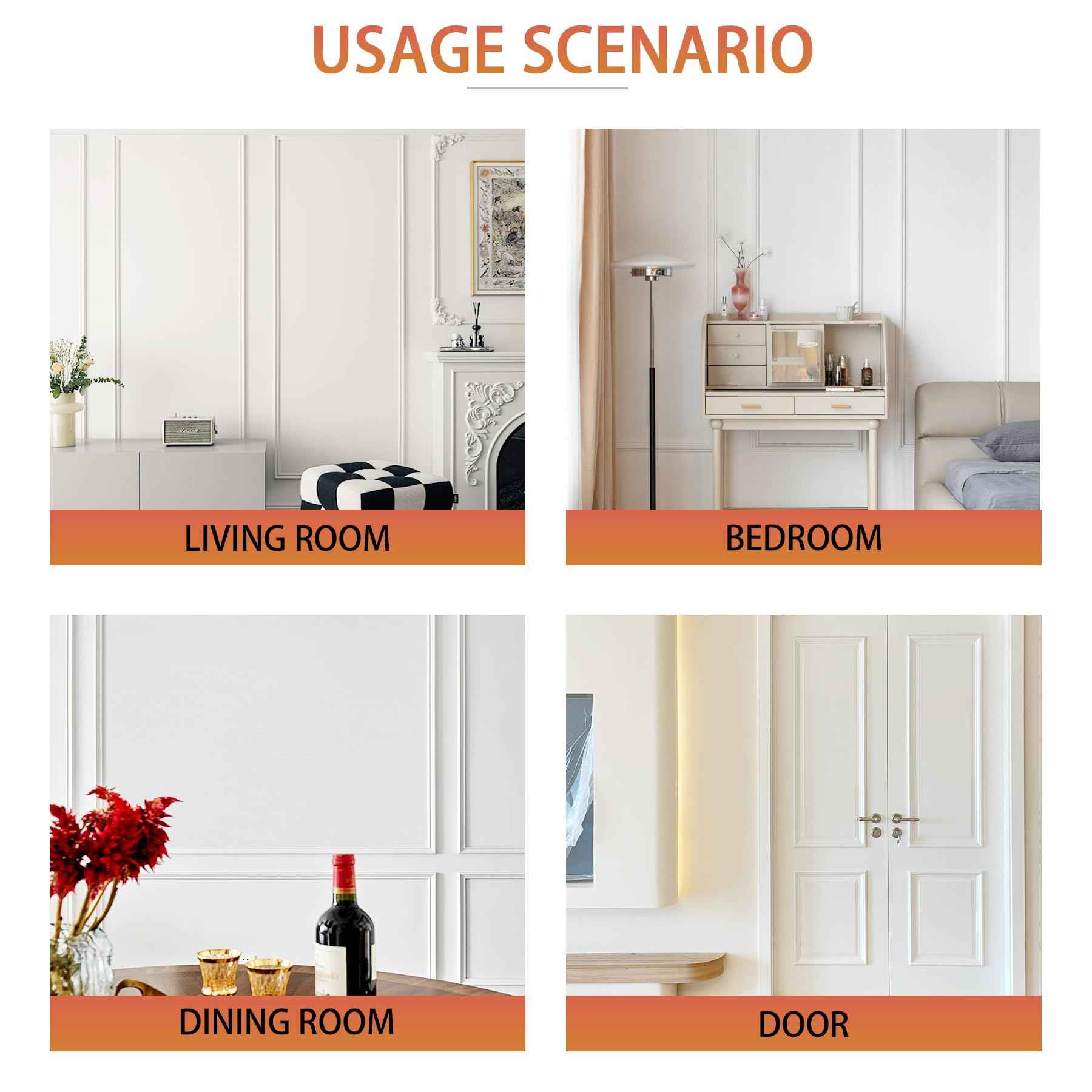 QDYMXUN Peel and Stick Chair Rail Panel Molding, 240''L x 0.9''W Strong Self Adhesive TPE Wall Moulding Trim for Home DIY Decoration (Paintable White)