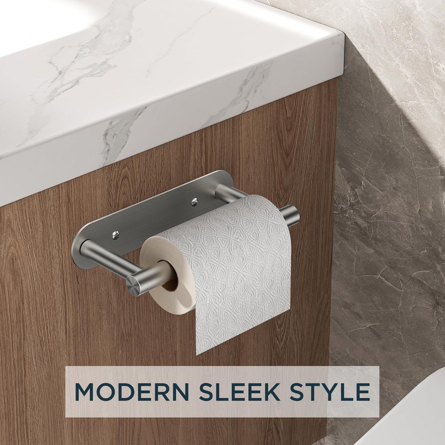 FORIOUS Toilet Paper Holder, Adhesive or Screw Wall Mount Pivoting Tissue Roll Holder for Bathroom, Stainless Steel Rustproof Self Adhesive Toilet Paper Roll Holder no Drilling, Brushed Nickel