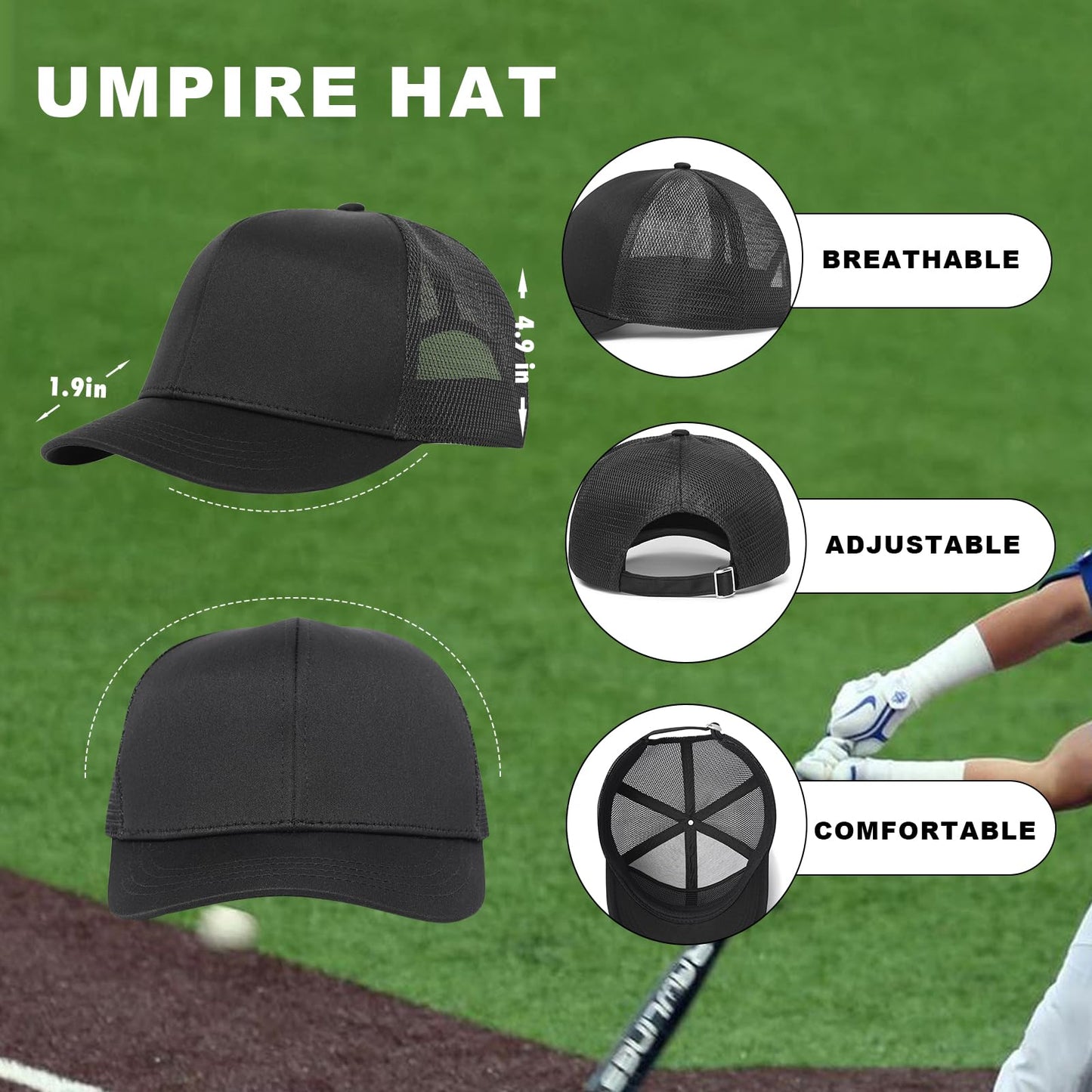 redgino 5Pcs Men’s Baseball/Softball Umpire Gear Shirt Ball Bags Clicker Hat Brush Referee Accessories Sets Jersey Kit Light Blue L
