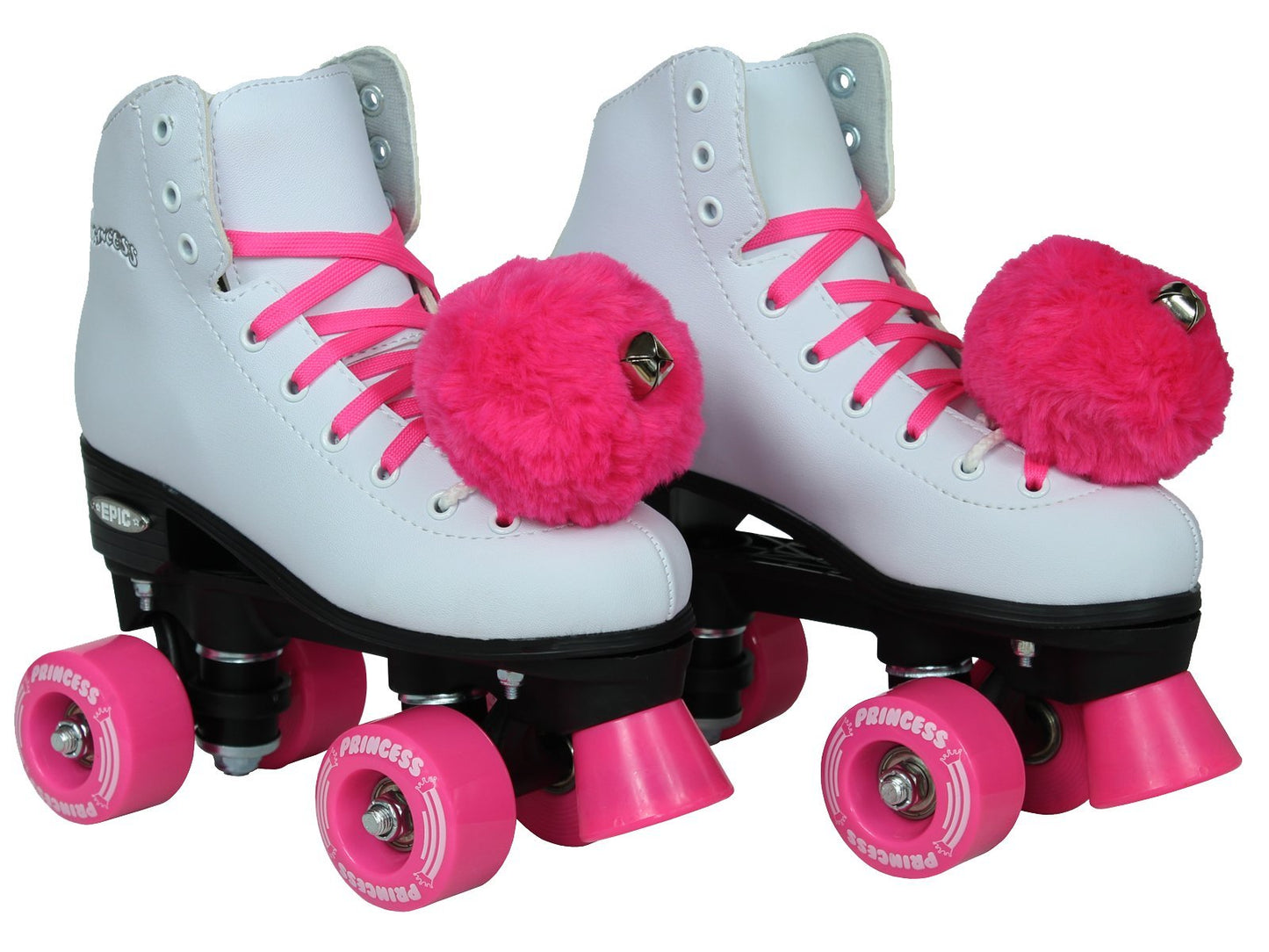 Epic Skates Pink Princess Girls Quad Roller Skates, White, Adult 5 (PnkPncs05)