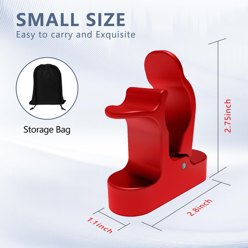 2-Pack Magnetic Golf Holder Clip for Golf Cart with Hook Design, Aluminum Alloy Golf Cart Hold with Secure Grip & Hook & Loop Strap, Golf Cart Accessories, Ideal Golf Gifts for Men - Red