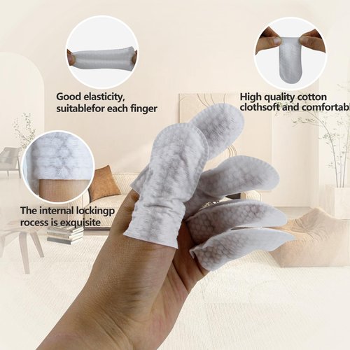 300 PCS Cotton Finger Cots, Finger Covers Protection for Finger Tips, Breathable, Sweat Resistant, and Wear-Resistant, Perfect for Work, Nails Cleaning, and Injured Fingers (White)