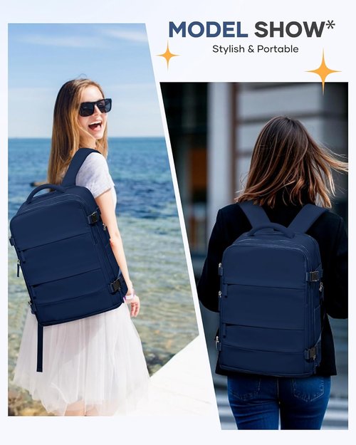Coofay Travel Backpack - Versatile Carry-On Bag for Airplanes | Sapphire Blue, Ideal for Women & College Use