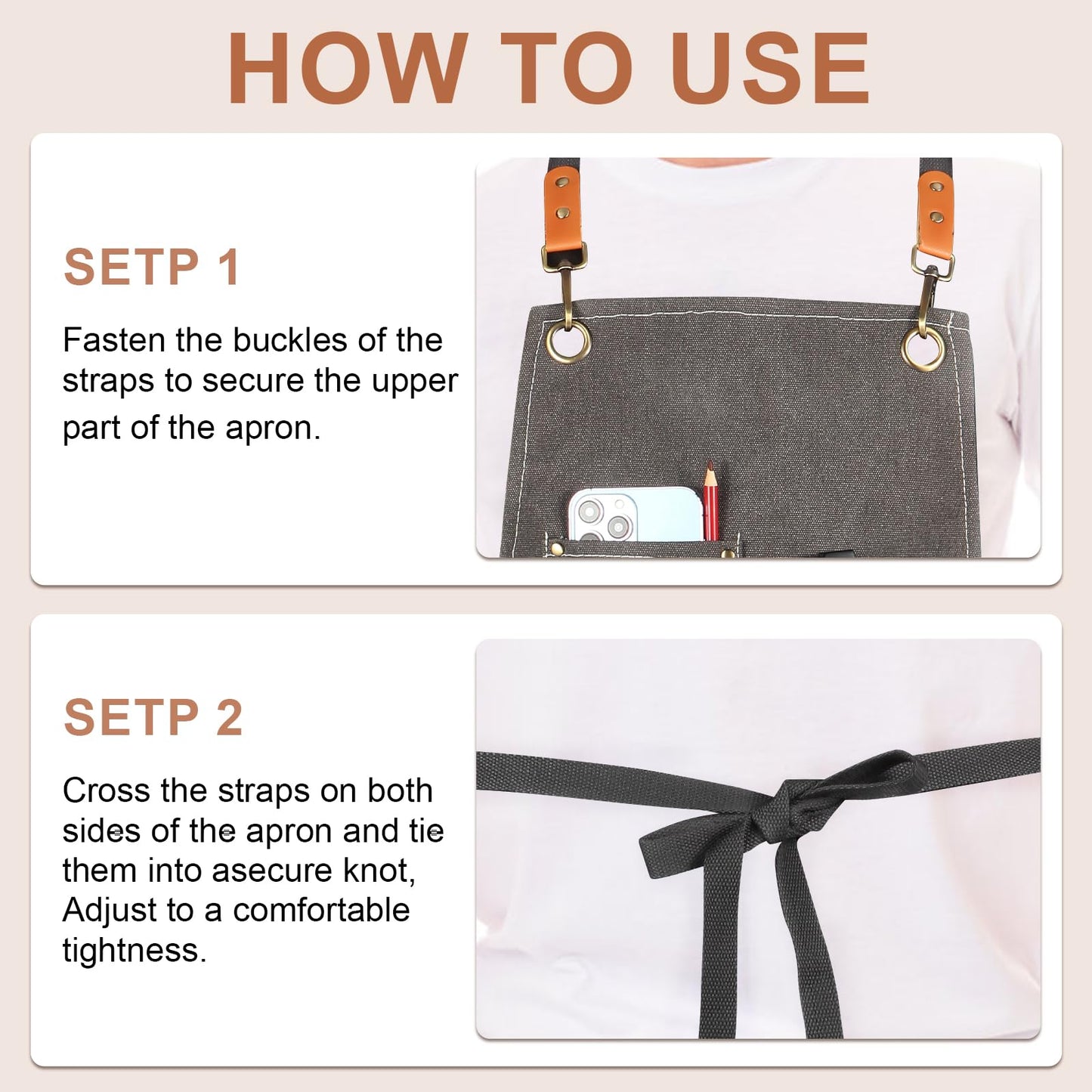 Rtcimoic Men's And Women's Work Aprons, With Pockets, Suitable For Bartenders, Hairdressers, Florists, Chefs, Gardeners, And Waiters, Professional Canvas Aprons With Adjustable Straps. (Dark Grey)