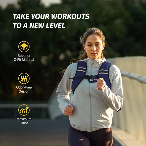 ZELUS Weighted Vest, Washable Z-Fit Soft Iron Weighted Vest for Women and Men, 5/10/15 lb Weight Vest with Reflective Strips & Adjustable Straps, Ultra Thin Weight Vest for Gym Strength Training (10lb) Deep Blue