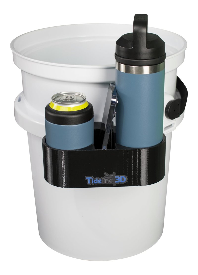 Tideline3D Drink and Phone Holder Compatible with YETI LoadOut Bucket (Black)