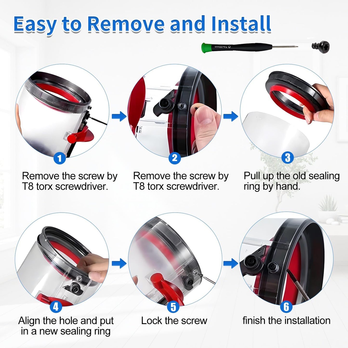 【NOT Universal】 Dust Bin Sealing Ring Only for Dyson V10 (SV12) Vacuum Cleaner Dirt Cup Part Dust Bucket Sealing Ring Replacement Part Cups Parts #969509-01 Not for V11 V12(V10 Slim) and Other Models