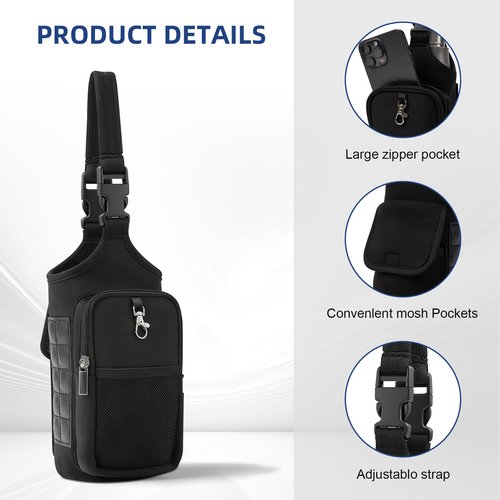MLIYYBE Magnetic Gym Bag - Water Bottle Carrier Holder with Strap & Phone Pockets, Gym Bottle Pouch Sleeve, Water Bottle Sling Pouch, Gyms Accessories for Men and Women（Black）