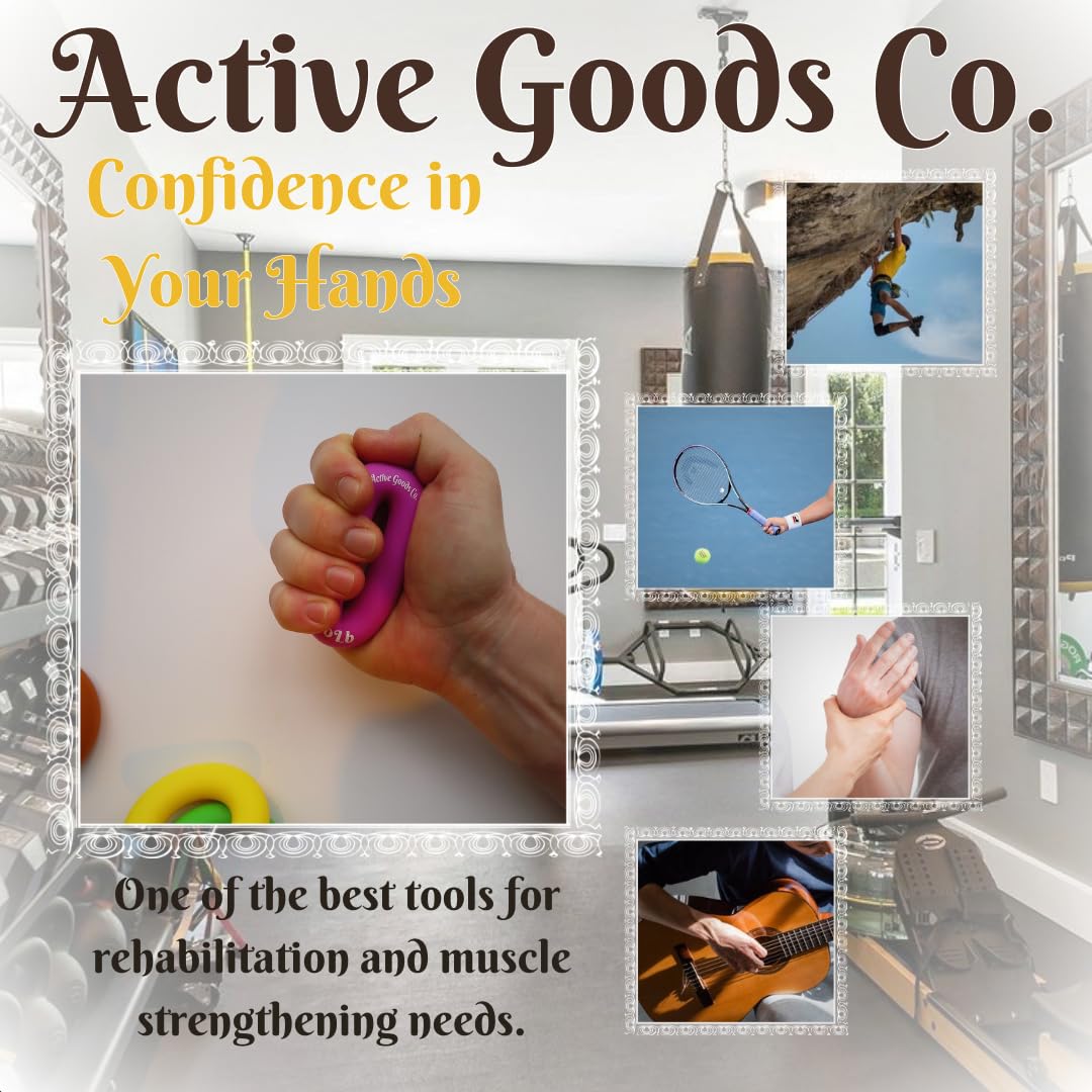 ActiveGoodsCo Hand & Forearm Exerciser - Single ring or Set, Resistance 10-120Lb, Diameter 2.5-3,5in. Visit to see more options (Single 80Lb-3.5in Orange)