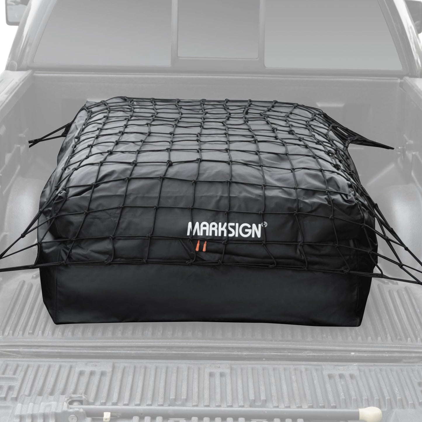 Marksign Truck Bed Bag with Cargo Net, 26 Cubic Feet 100% Waterproof Truck Cargo Bag Fits Any Truck Size with 4 Handles, Packing Bag (51''x40''x22'', Patent Pending)