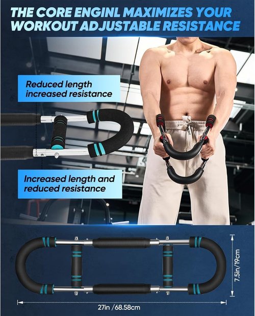 Twister Arm Trainer, Chest Workout Equipment 40-100lb Adjustable Arm Trainer, Twister Arm Trainer, Portable Power Twister Bar, Detachable Design Fitness Anywhere (Blue)