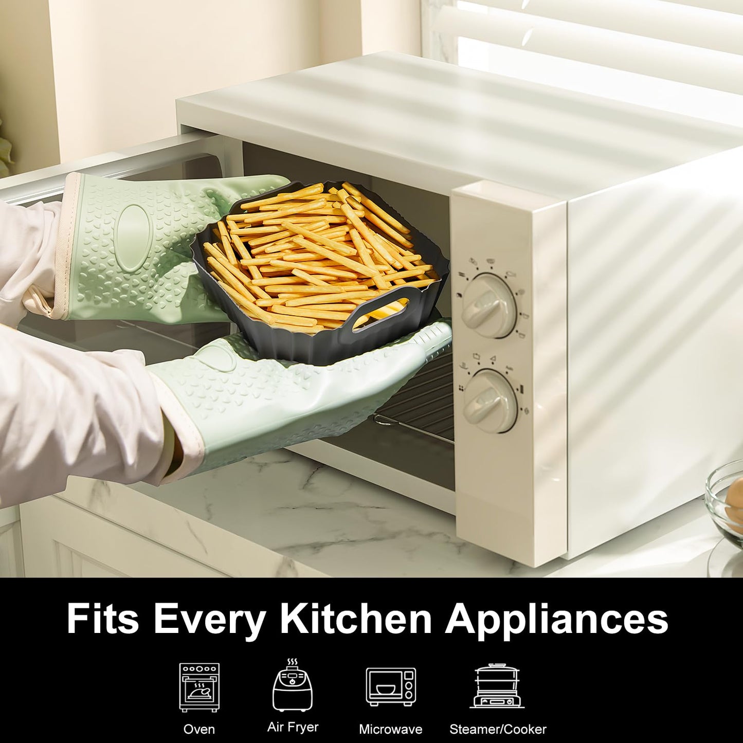 Air Fryer Liners for Ninja Crispi: Silicone Liners 2pcs Ninja Airfryer Accessories - Food Grade | Dishwasher-safe | for 4-qt & 6-cup Glass Container