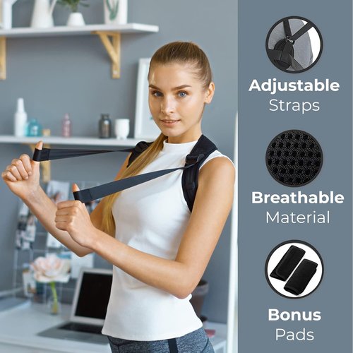 Ekeri Back Posture Corrector for Women & Men - Adjustable Shoulder Posture Brace - Upper Back Brace for Posture - Invisible Figure 8 Brace Clavicle, Neck, Hunchback Strap and Back Straightener