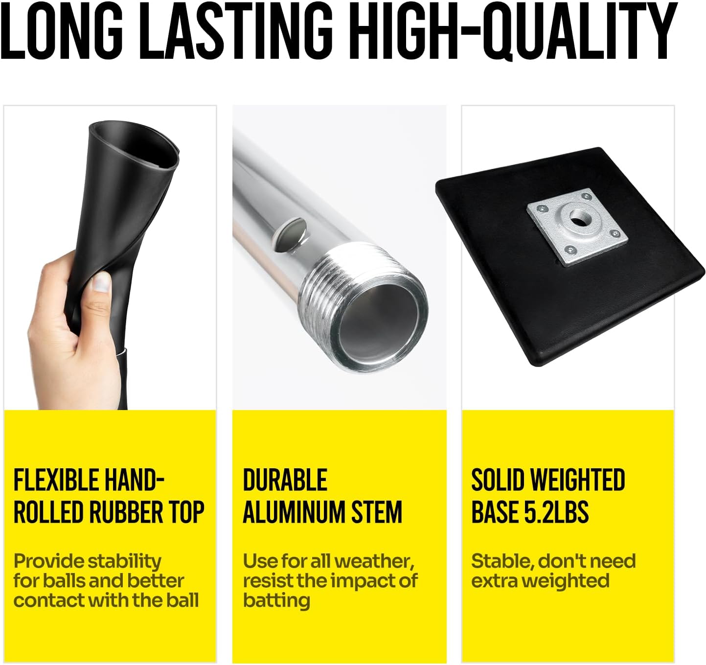 PLAYAPUT Portable Batting Tee - Height Adjustable 25-37 Inches | Premium Rubber Top for Baseball/Softball
