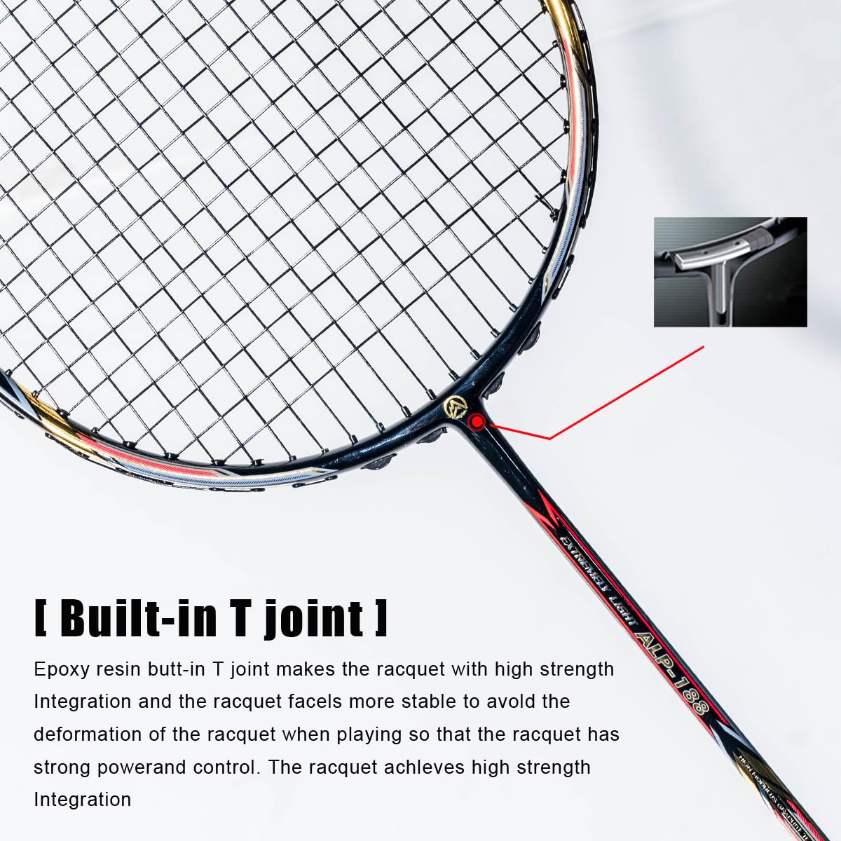 ALPSPORT ALP-188 Air 10U G5 Super Light Professional Full Carbon Fiber Badminton Rackets Set of 2, Graphite Padel Badminton Racquets for Outdoor Backyard Sports Including 1 Carrying Bag (Black)
