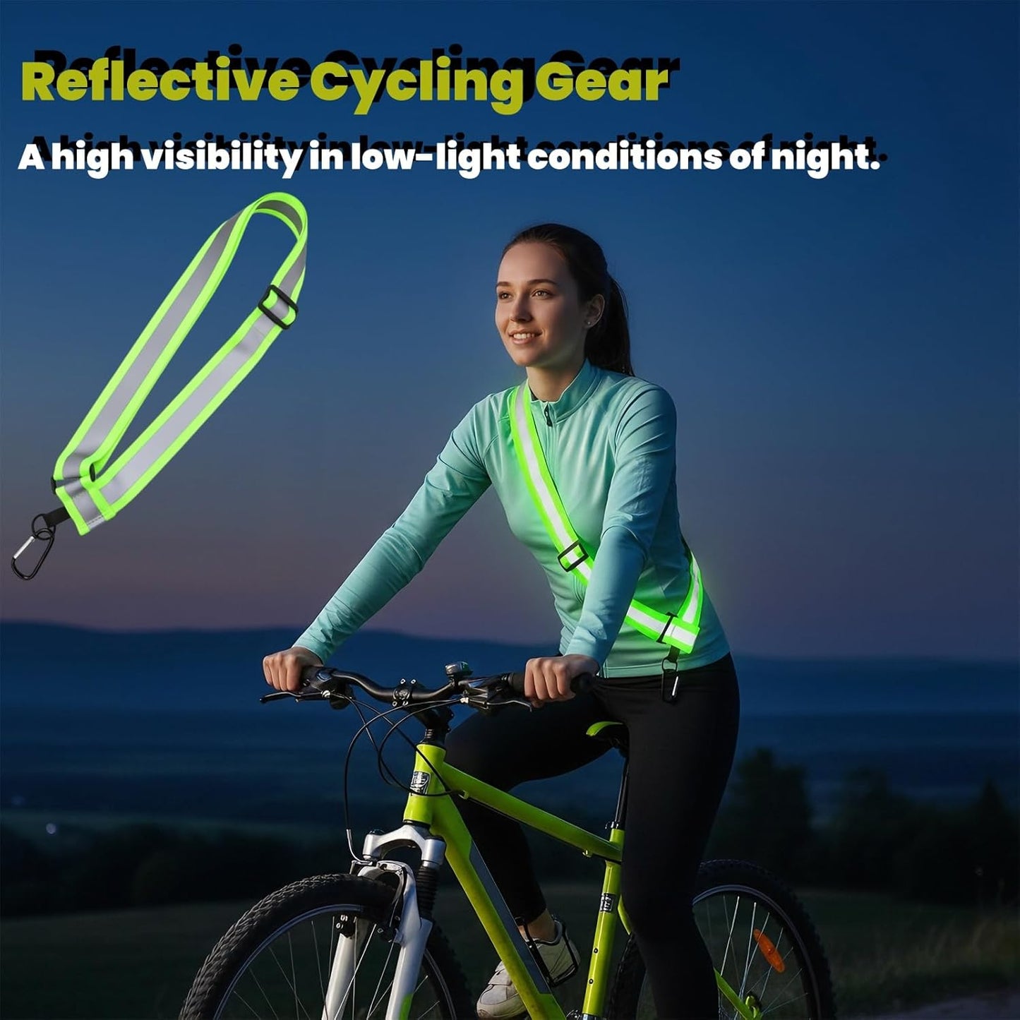 Tlence Reflective Sash - High Visibility Running Belt for Night Safety | Adjustable 10 Pack for Men & Women