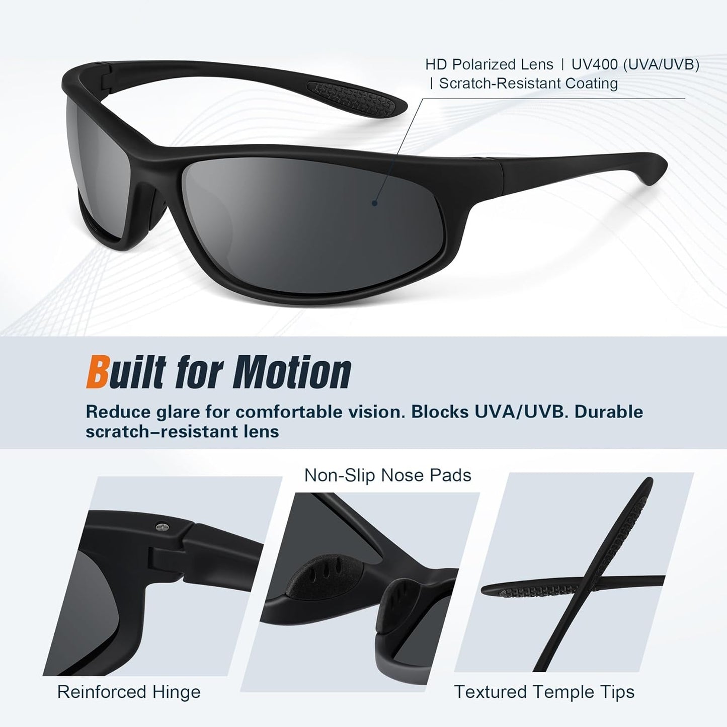 Skiennix Polarized Sports Sunglasses - UV Protection Wrap-Around Design for Men & Women | 3-Pack Set