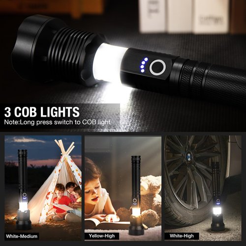 Kmivo Rechargeable LED Flashlight High Lumens, 99,000 Lumens Super Bright Flashlights with 8 Modes & Waterproof, Powerful Handheld Flash Light for Home Camping Hiking