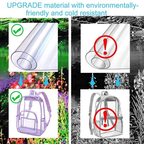 CCJPX Clear Backpack, Transparent Bookbag Heavy Duty See Through Backpacks for Women - Purple One Size