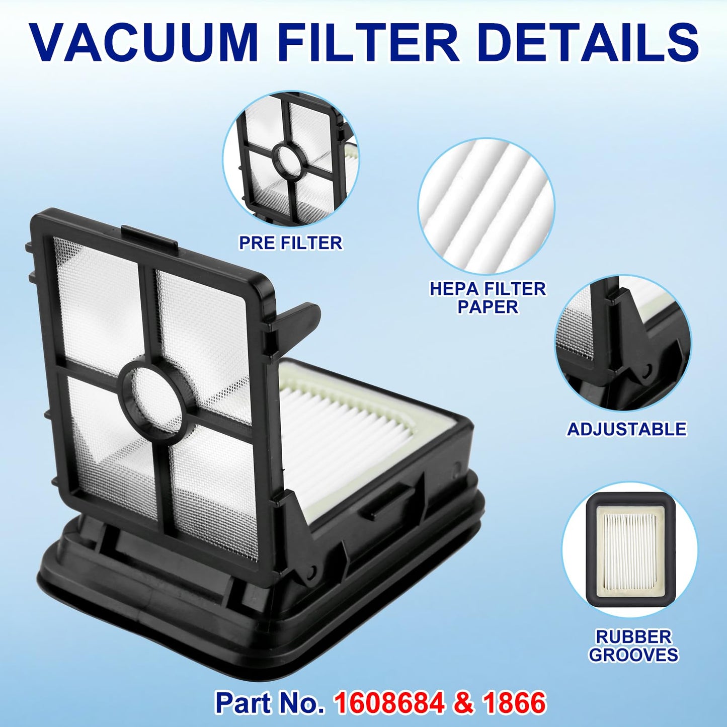 Lemige Brush and Filter Replacement Parts for Bissell CrossWave Max 2554 2590 2593 2596 for HydroSteam Plus 35151 3515 35152 3513 3518 Vacuum, 2 Pack Multi-Surface Brush Rolls 2787 Vacuum Filters 1866