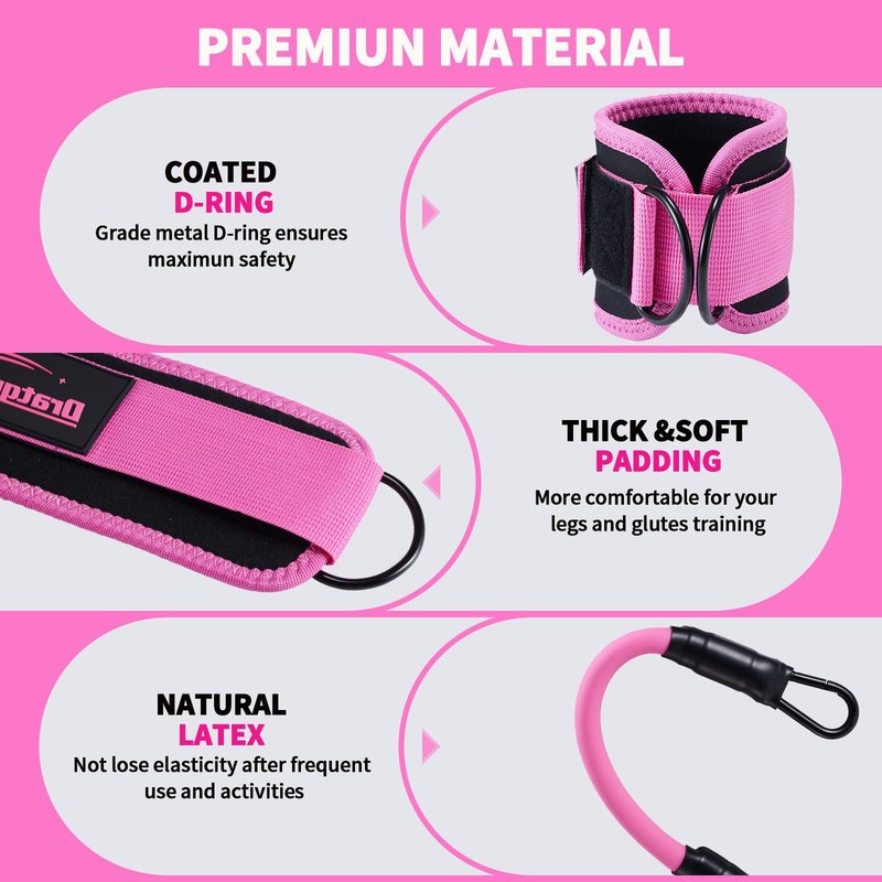 Ankle Resistance Bands with Cuffs, Resistance Bands for Leg, Ankle Bands for Working Out, Booty Workout Equipment for Kickbacks Hip Fitness Training Ankle Strap with Exercise Bands for Women