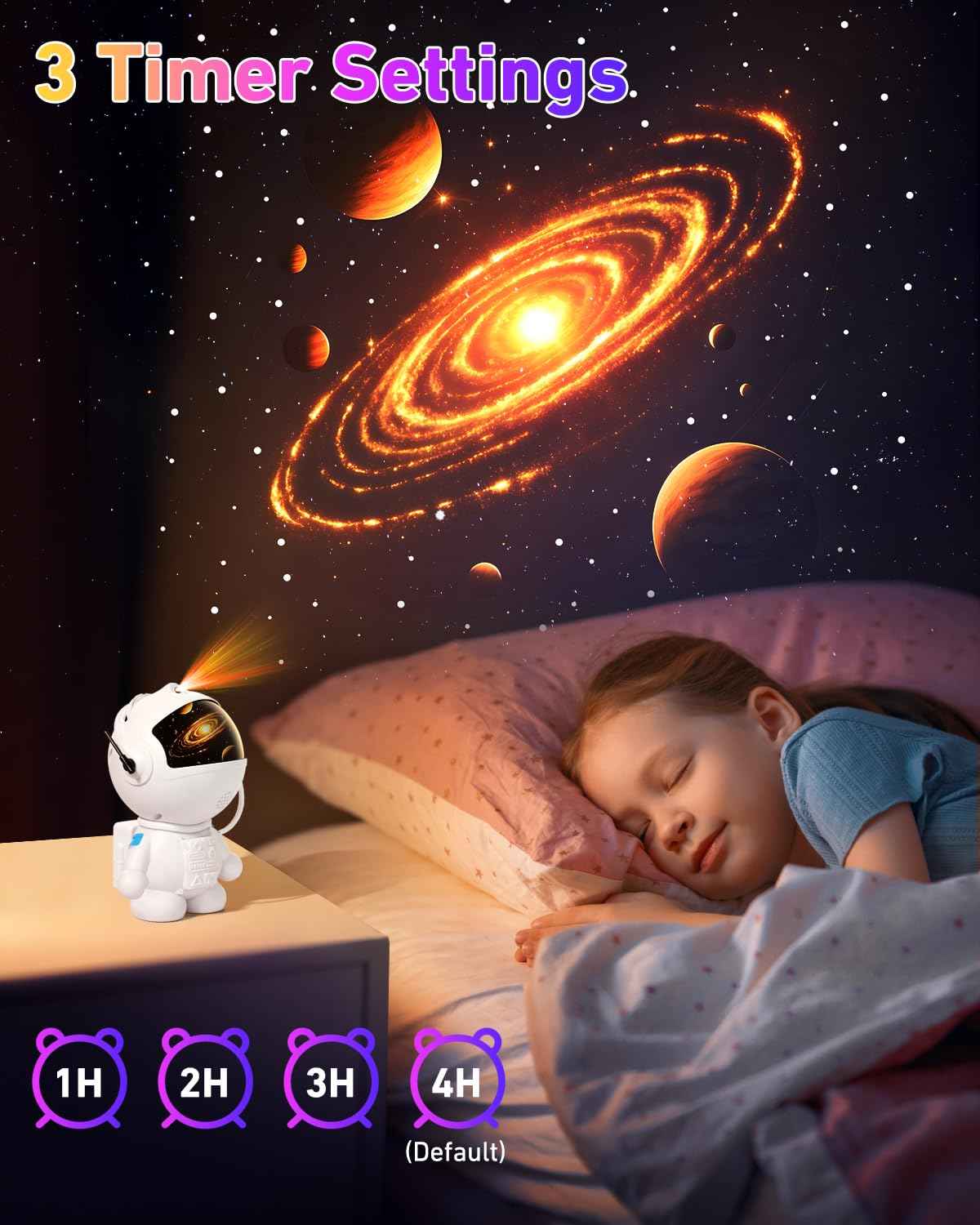 Astronaut Galaxy Projector,Star Projector with 12 Space Films,Galaxy Projector for Bedroom with Timer and 360°Rotating Magnetic Head,Planetarium projectors is Suitable for Kids and Adults (White)