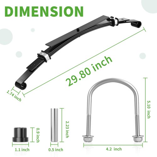 10L0L Golf Cart Heavy Duty Rear 4-Leaf Spring Kit with Bushings & Sleeves for Club Car DS Golf Cart Accessories OEM 102006501, 1014675, 1011149, 1012618, 1015583, 1012303, 1014902