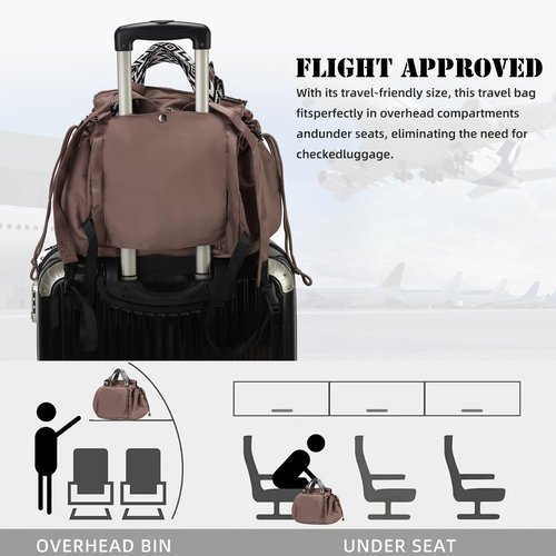 Carfond Large Capacity Portable Backpack Tote Bag For Car Travel, Lightweight Foldable Nylon Travel & Shopping Bag with 15 Pockets, Khaki
