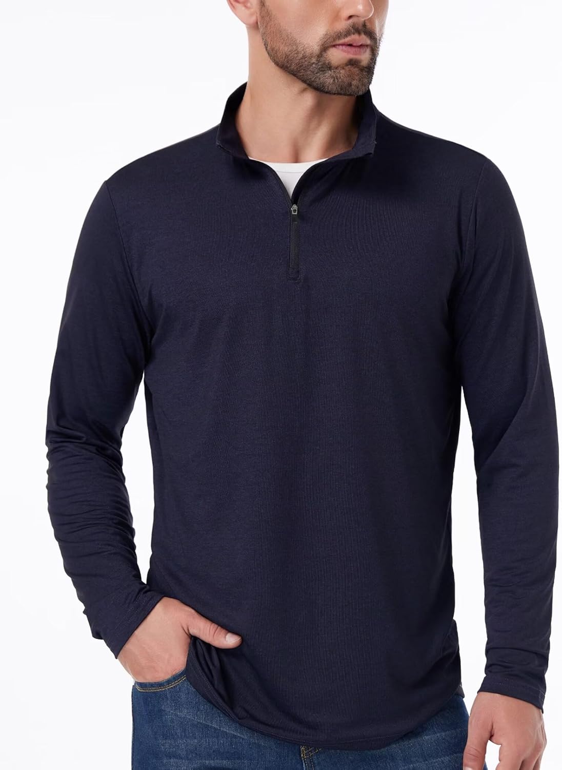 OYGSieg Men's Quarter Zip Pullover - Lightweight Quick-Dry Athletic Top | 4 Pack, Casual Comfort