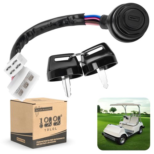 10L0L Ignition Switch Key for Yamaha G1 Gas 2 Cycle Golf Cart - Key Switch with Wire Harness Replace OEM Part J17-82508-20