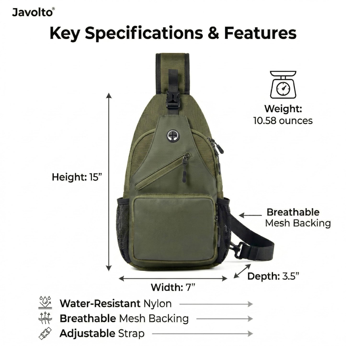 Javolto Crossbody Sling Bag,Small Backpack Men,Hands-Free Shoulder Daypack