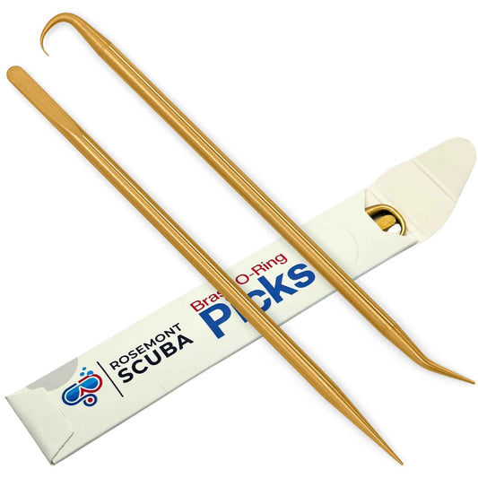 Rosemont Scuba Premium Brass Pick Kit – 2 Picks with 4 Tip Styles | O-Ring and Seal Removal Tools for Scuba Diving, Automotive, and DIY Maintenance | Durable, Scratch-Free Design
